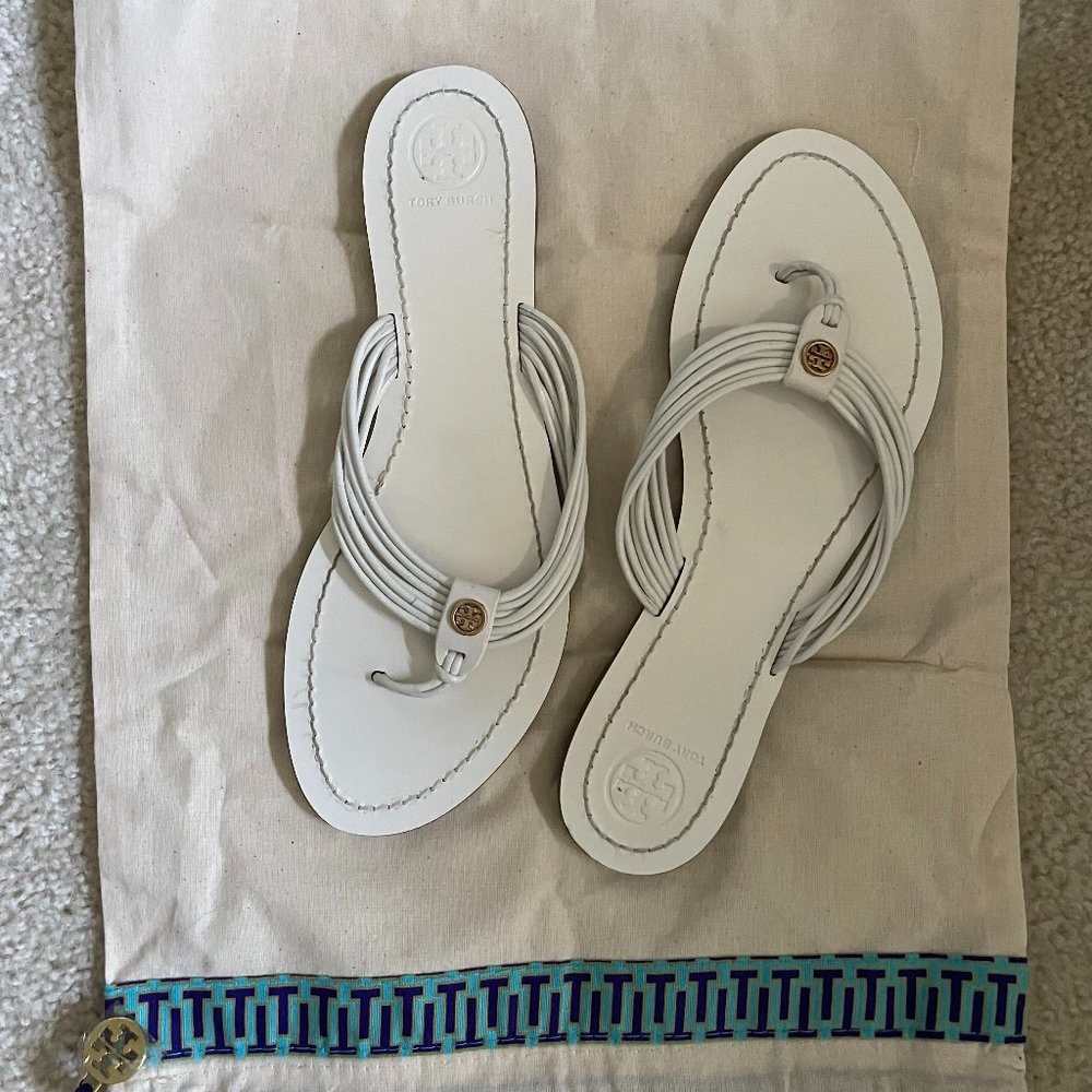 TORY BIRCH strappy white thong sandals